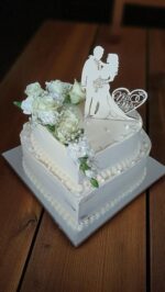 Zápich Svadobný pár + Mr&Mrs + obrúčky /biela/ – Obrázok 3