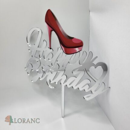 pl.zápich - Happy Birthday + topánka /strieborná/