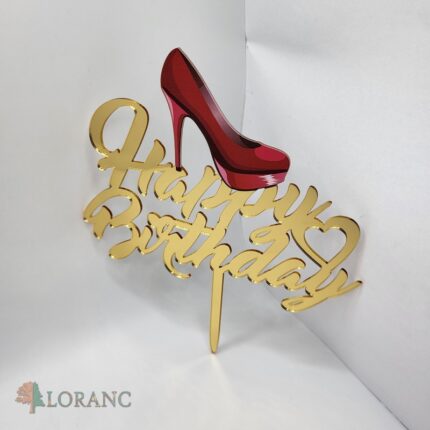 pl.zápich na tortu - Happy Birthday + topánka /zlatá/