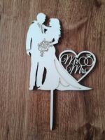 Zápich Svadobný pár + Mr&Mrs + obrúčky /natur/