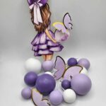 Dekorácia na tortu -sada mag. slečna v klobúku + guličky 05