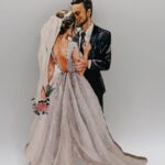 Dekorácia na tortu/magnetka - Svadobný pár 01