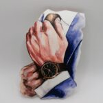 Dekorácia n a tortu/magnetka Ruky s hodinkami /modrá/- ELEGÁN 05