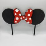 zápich na tortu - Minnie uši/ušká - mašľa červená