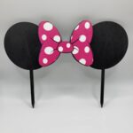 zápich na tortu - Minnie uši/ušká - mašľa ružová