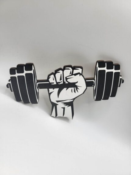 Dekorácia na tortu/magnetka -Fitnes - činka v ruke 02