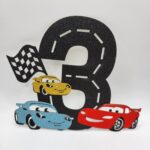 Pap. zápich na tortu - číslo 3.  Auto/Cars