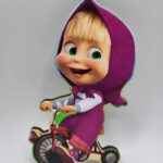 dekorácia na tortu/magnetka Máša a medveď -Máša + trojkolka 03