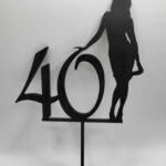 Zápich na tortu číslo 40 + postava ženy /čierna/