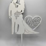 Zápich Svadobný pár + Mr&Mrs + obrúčky /biela/
