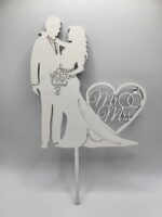 Zápich Svadobný pár + Mr&Mrs + obrúčky /biela/