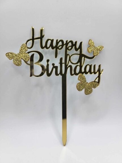 pl.zápich - Happy Birthday - Motýle /zlatý/ 02