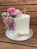 Dekorácia na tortu/zápich - drevený krížik zlatý /Typ A/6/ – Obrázok 3