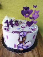 dekorácia na tortu/magnetka - Dievča vo fialových šatách – Obrázok 3