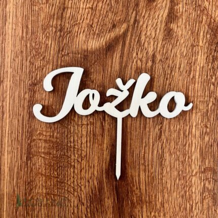 Drevený zápich na tortu s menom Jožko 01