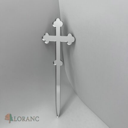 Dekorácia na tortu/zápich – pl. krížik strieborný