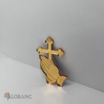 Dekorácia na tortu/zápich – pl. krížik zlatý + ruky