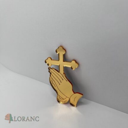 Dekorácia na tortu/zápich – pl. krížik zlatý + ruky