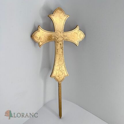 Dekorácia na tortu/zápich – drevený krížik zlatý