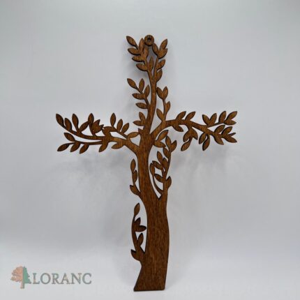 Dekorácia - drevený kríž /morený/