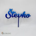 Drevený zápich na tortu s menom Števko /modrá/