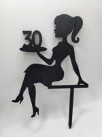 Zápich na tortu - sediaca žena/dievča číslo 30 /čierna/