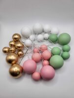 zápich na tortu/Guličky/zelené,ružové,biele,zlaté/SADA 10 – Obrázok 2