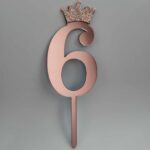 číslo 6 + korunka /mini ružová/