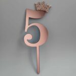 číslo 5 + korunka /mini ružová/