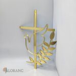 Dekorácia na tortu/zápich – pl. krížik zlatý + holubica