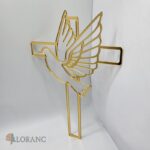 Dekorácia na tortu/zápich – pl. krížik zlatý + holubica