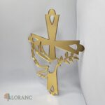 Dekorácia na tortu/zápich – pl. krížik zlatý + holubica