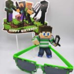 Minecraft set - zápich na tortu, okuliare, magnetka