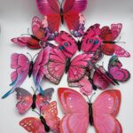 Papierová dekorácia - motýle sýto ružové 3D/31