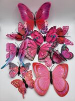 Papierová dekorácia - motýle sýto ružové 3D/31