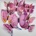 Papierová dekorácia - motýle ružové 3D/25