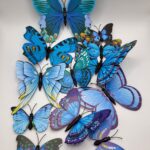 Papierová dekorácia - motýle modré 3D/30