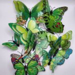 Papierová dekorácia - motýle zelené 3D/26