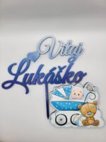 Dekorácia na tortu/magnetka Bábätko - Chlapček v kočíku + macko – Obrázok 4