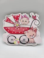 Dekorácia na tortu/magnetka Bábätko – dievčatko v kočíku 02