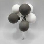 dekorácia na tortu /Balóniky 01 /biela-šedá/