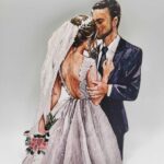 Dekorácia na tortu/magnetka - Svadobný pár 02