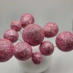 Dekorácia - Ružové guličky /trblietavé/ 01
