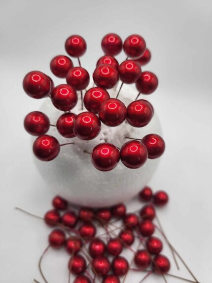 Dekorácia – Červené mini guličky 02