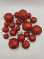 Dekorácia – Červené guličky 03  /trblietavé/ – Obrázok 3