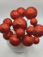 Dekorácia – Červené guličky 03  /trblietavé/