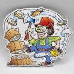 Dekorácia na tortu/magnetka Drevorubač - pilčík 02