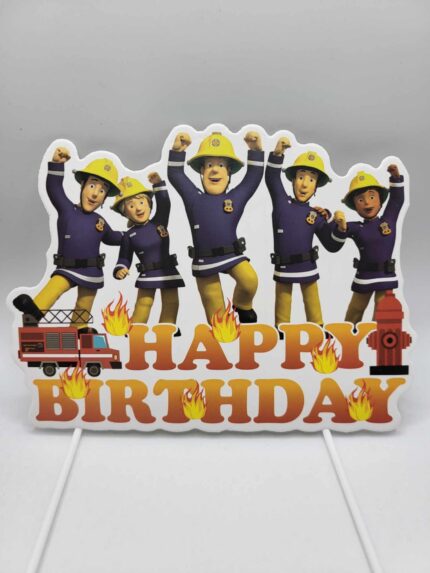pap. zápich na tortu Happy Birthday – požiarnik SAM 01