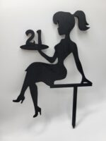 Zápich na tortu-sediaca žena/dievča číslo 21 /čierna/