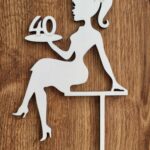 Zápich na tortu - sediaca žena/dievča + číslo 40 - typ A